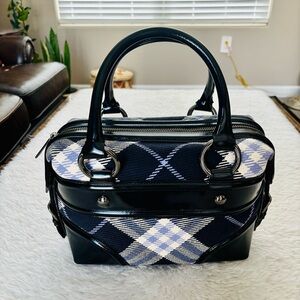 Burberry Blue Label Black Patent Leather/Canvas Women's Handbag